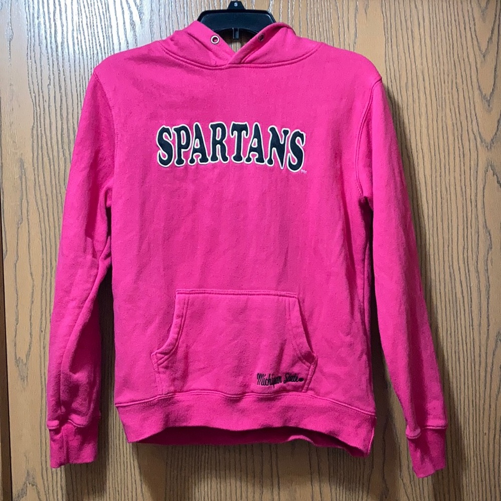 Small, pink, hoodie. Michigan State Spartans.